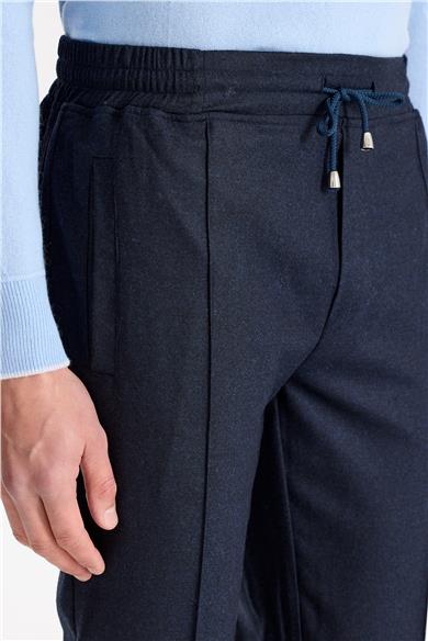 Lacivert Saf Yün Spor Pantolon