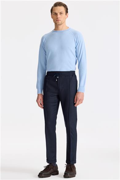 Lacivert Saf Yün Spor Pantolon