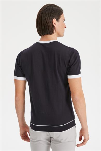 Lacivert Sıfır Yaka Erkek Triko T-Shirt