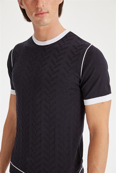 Lacivert Sıfır Yaka Erkek Triko T-Shirt