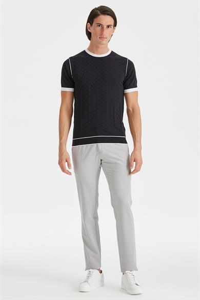 Lacivert Sıfır Yaka Erkek Triko T-Shirt