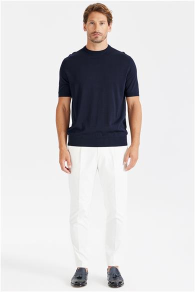 Lacivert Sıfır Yaka Pamuk İpek Triko