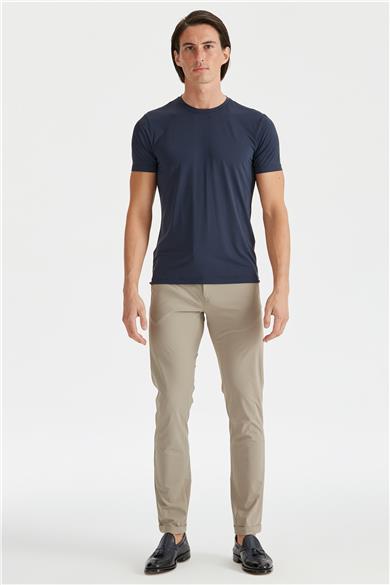 Lacivert Sıfır Yaka Teknik Kumaş T-shirt