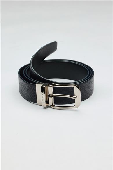 Lacivert Siyah Çift Taraflı Deri Kemer