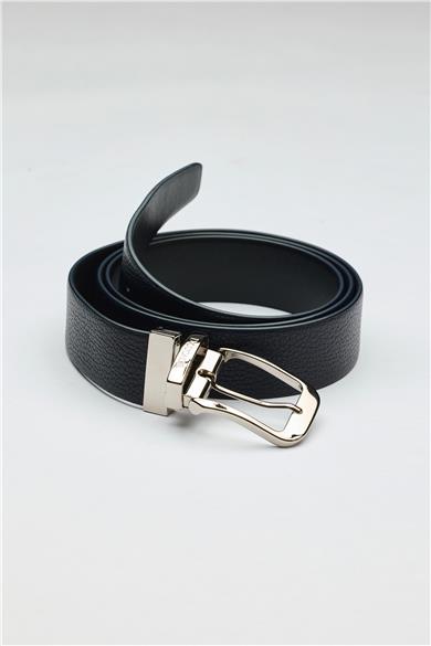 Lacivert Siyah Çift Taraflı Deri Kemer