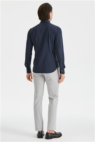 Lacivert Teknik Kumaş Gömlek
