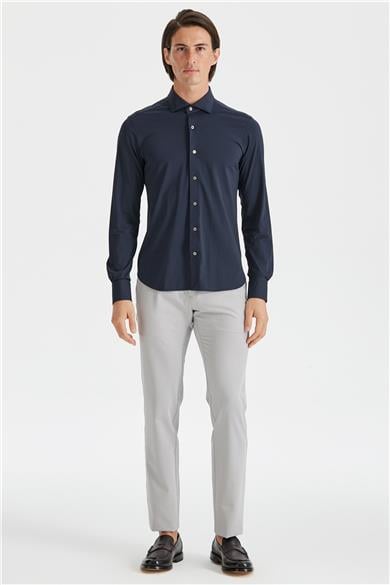 Lacivert Teknik Kumaş Gömlek