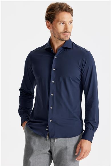 Lacivert Teknik Kumaş Gömlek