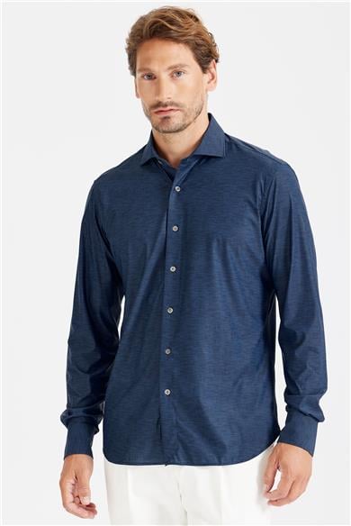 Lacivert Teknik Kumaş Gömlek