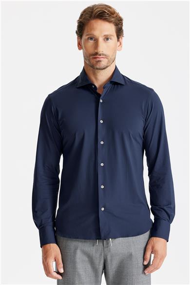 Lacivert Teknik Kumaş Gömlek