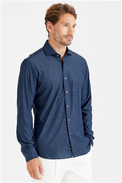 Lacivert Teknik Kumaş Gömlek