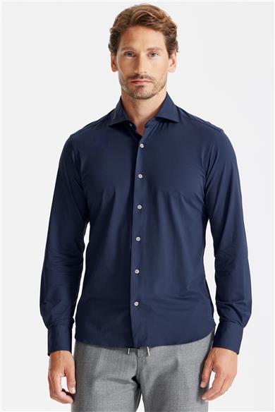 Lacivert Teknik Kumaş Gömlek