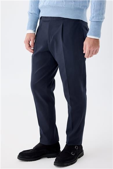 Lacivert Tokalı Pamuk Pantolon