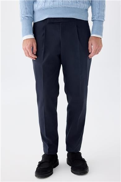 Lacivert Tokalı Pamuk Pantolon