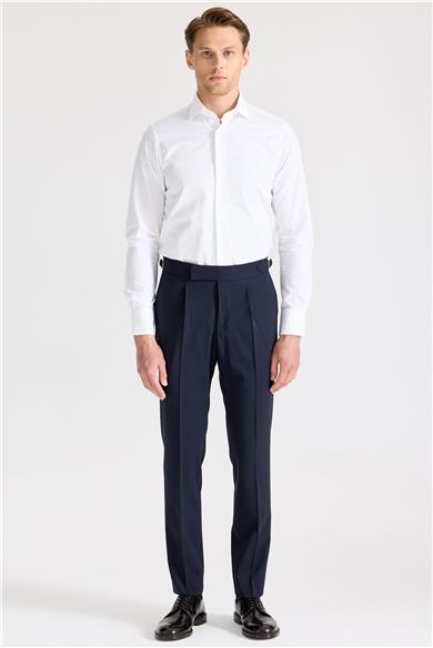 Lacivert Tokalı Yün Pantolon 