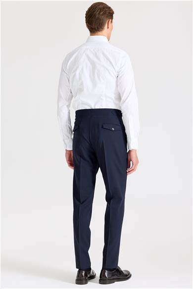 Lacivert Tokalı Yün Pantolon 