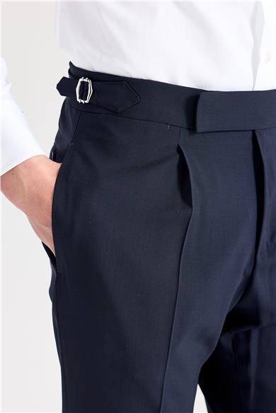 Lacivert Tokalı Yün Pantolon 