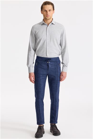 Lacivert Yelekli Saf Yün Spor Takım