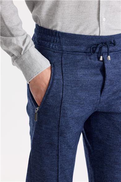 Lacivert Yelekli Saf Yün Spor Takım