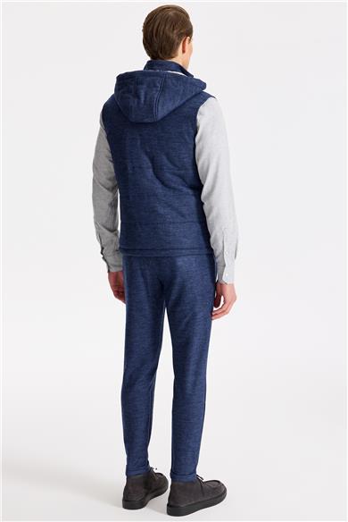 Lacivert Yelekli Saf Yün Spor Takım