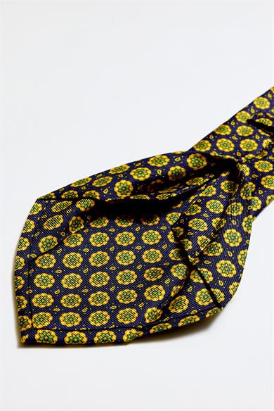 Lacivert Yeşil 5 Fold İpek Kravat