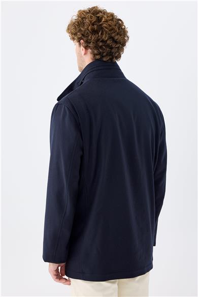 Lacivert Yeşil Çift Taraflı Kaşmir Mont 