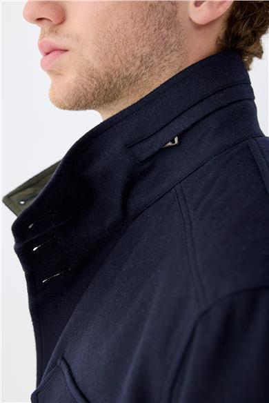 Lacivert Yeşil Çift Taraflı Kaşmir Mont 