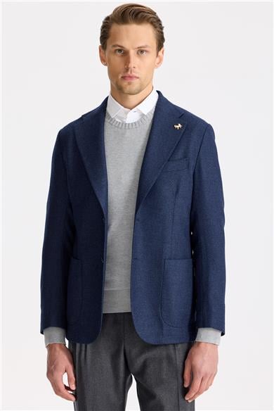 Lacivert Yün İpek Ceket
