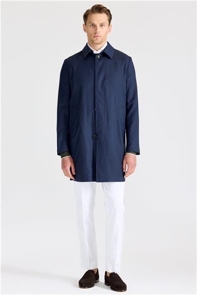 Lacivert Yün İpek Yağmurluk