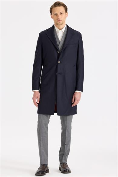Lacivert Yün Kaşmir Palto