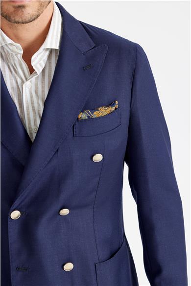 Lacivert Yün Kruvaze Blazer