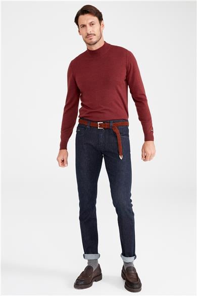 Lacivert Yün Pamuk Denim Pantolon