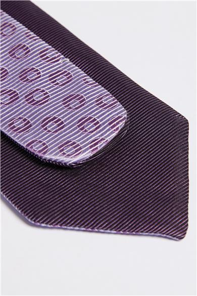 Lila Mor Çift Taraflı İpek Kravat
