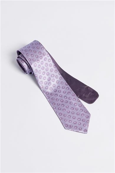 Lila Mor Çift Taraflı İpek Kravat