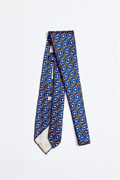 Mavi Astarsız 3 Fold İpek Kravat