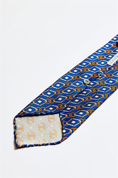 Mavi Astarsız 3 Fold İpek Kravat