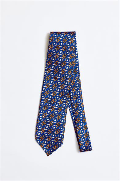 Mavi Astarsız 3 Fold İpek Kravat