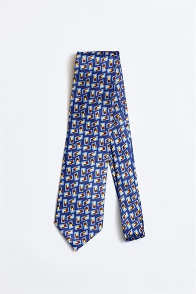 Mavi Bej İpek Kravat