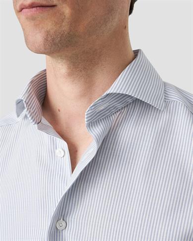 Mavi Bengal Çizgili Merino Yün Gömlek 