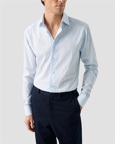 Mavi Beyaz Çizgili Elevated Pique Gömlek