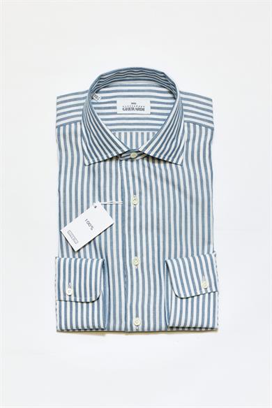 Mavi Beyaz Çizgili One-Piece Pamuk Gömlek