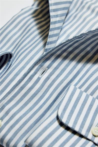 Mavi Beyaz Çizgili One-Piece Pamuk Gömlek