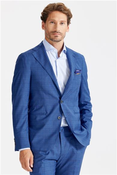 Mavi Ekoseli Yün Takım Elbise