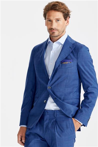 Mavi Ekoseli Yün Takım Elbise