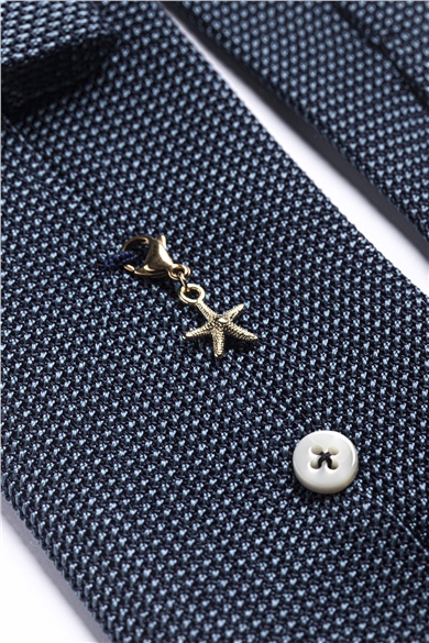 Mavi File Astarsız İpek Kravat