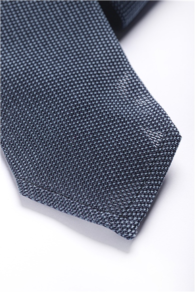 Mavi File Astarsız İpek Kravat