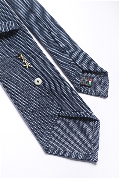 Mavi File Astarsız İpek Kravat