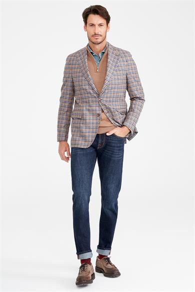 Mavi Kahve Yün İpek  Ceket