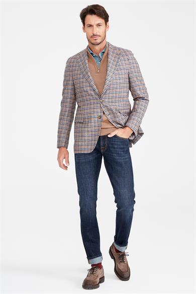 Mavi Kahve Yün İpek  Ceket