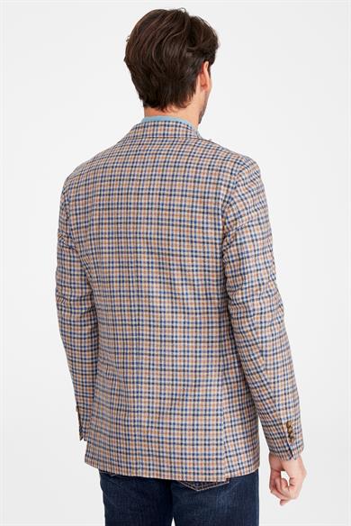 Mavi Kahve Yün İpek  Ceket